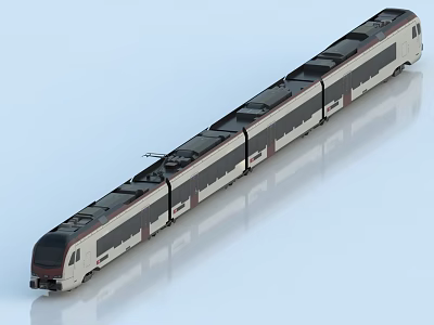 Modern Subway Train Exterior Design With Sleek Silver Gray Carriages And Aerodynamic Shape 3d model