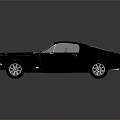 Classic Black Muscle Car With Transparent Roof And Smooth Shiny Reflective Body