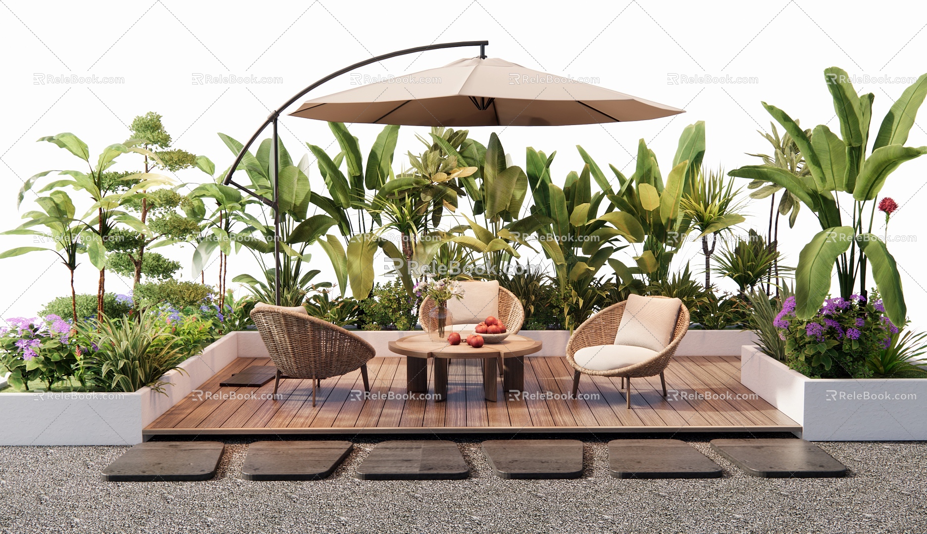 Modern outdoor table and chair outdoor sofa plant combination plant pile flowers and plants Ting step model