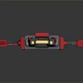 Red And Gray Robotic Arm With Articulated Joints And Mechanical Components