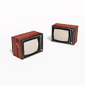 Vintage Televisions With Retro Wooden Case Classic Design Two Units