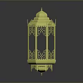 Yellow Lantern Light Fixture Combination With Intricate Carved Patterns And Decorative Design