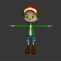 Cartoon Game Movie Character Wearing Red Cap Green Jacket Blue Shorts Red Shoes Arms Outstretched