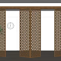 Chinese-style push-pull partition carved partition 3d model