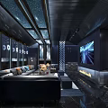 Modern Luxury KTV Interior With Starry Ceiling Large Screen Comfortable Sofa And Ambient Lighting 3d model