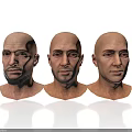 Three Male Head Models Displaying Different Facial Features And Beard Styles