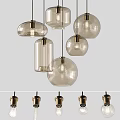 Modern Glass Chandeliers With Spherical Cylindrical Shapes And Gold Metal Hanging Design