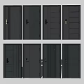 Modern Steel Security Doors With Various Handle Styles And Textured Surface Designs 3d model