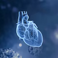 Detailed 3D Anatomical Human Heart Model Showing Internal Structure With Blue Background