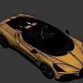 Yellow Bugatti Sports Car With Sleek Design And Black Convertible Top