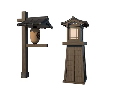 Floor lamp viewing lamp garden lamp combination 3d model