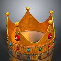 Golden Decorative Crown With Colorful Gemstones And Spherical Ornaments For Home Use