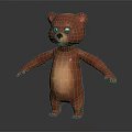 Cute Brown Bear Cub 3D Model in Standing Pose with Realistic Fur Texture 3d model