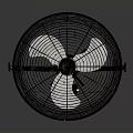 Modern Black Electric Fan With Metal Grille And Rotating Blades For Home Use