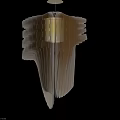 Modern Layered Chandelier With Transparent Folding Shades And Warm Amber Light