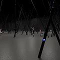 Interactive Playground with Black Poles and Blue Lights for People to Enjoy Playing