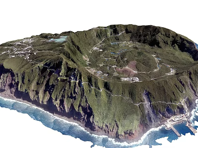 Coastal Mountain Garden Landscape With Lush Greenery Winding Paths And Water Features 3d model