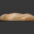Golden Long Loaf Bread With Crusty Surface And Reflection On Black Background 3d model