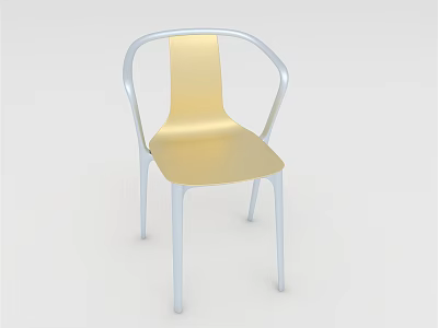 Modern Minimalist Leisure Chair With Golden Seat Backrest And Silver Frame 3d model