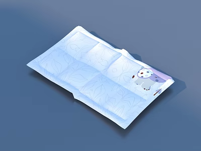 Soft White Baby Mattress Pad With Leaf Pattern And Cartoon Character 3d model