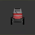 Red Compact Electric Car With Black White Accents And Orange Rims Modern Style