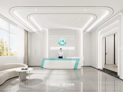 Modern Beauty Hair Salon Reception Area With Bright Spacious Interior Staff Member And Natural Light 3d model