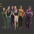 Diverse Male Game and Movie Characters in Casual Outfits with Various Animated Poses