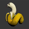 Cartoon Style Snake in Banana Peel with Sticking Out Tongue and Big Eyes