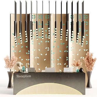 Modern Reception Desk Reception Desk Image Wall Background Wall Decorative Wall Reception Desk 3d model