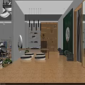 Modern Fashion Clothing Store Interior With Mannequins Clothes Racks Wooden Floors and Green Plants
