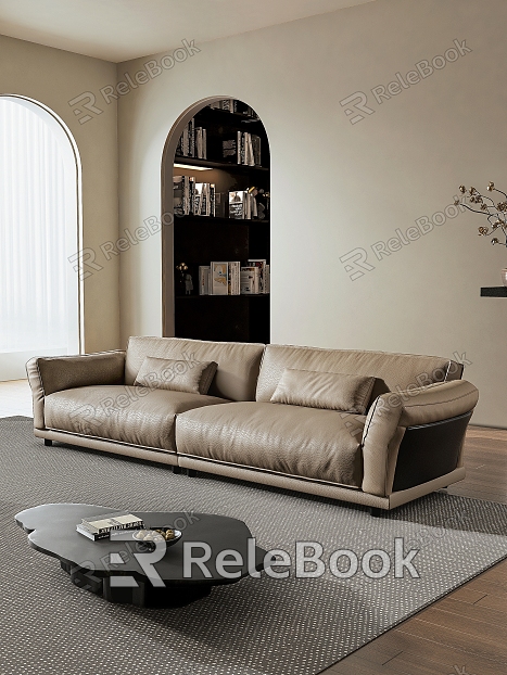 Quiet Cream Wind Petal Sofa Three-person Sofa Multi-person Sofa model