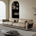 Quiet Cream Wind Petal Sofa Three-person Sofa Multi-person Sofa 3d model
