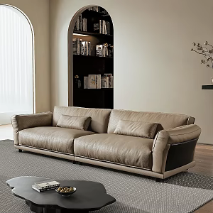 Quiet Cream Wind Petal Sofa Three-person Sofa Multi-person Sofa 3d model