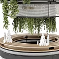 Coffee shop reception desk coffee shop coffee green plants flowers round reception desk consulting desk front desk tooling 3d model