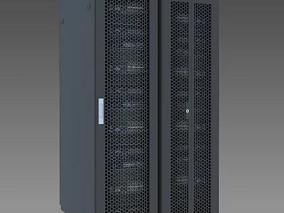 Modern Monitoring Room Setup With Mesh Door Server Cabinets And Technical Equipment 3d model