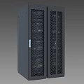 Modern Monitoring Room Setup With Mesh Door Server Cabinets And Technical Equipment