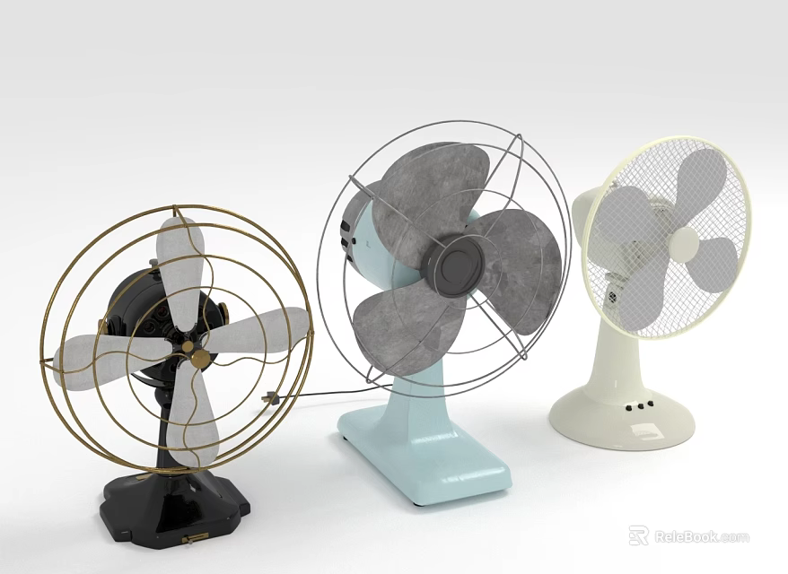 Air Conditioner Fans With Various Designs And Colors For Home Cooling And Decorative Use 3d model 