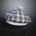 Plaid Beret With White Brim And Pom Pom Fashion Accessory Design