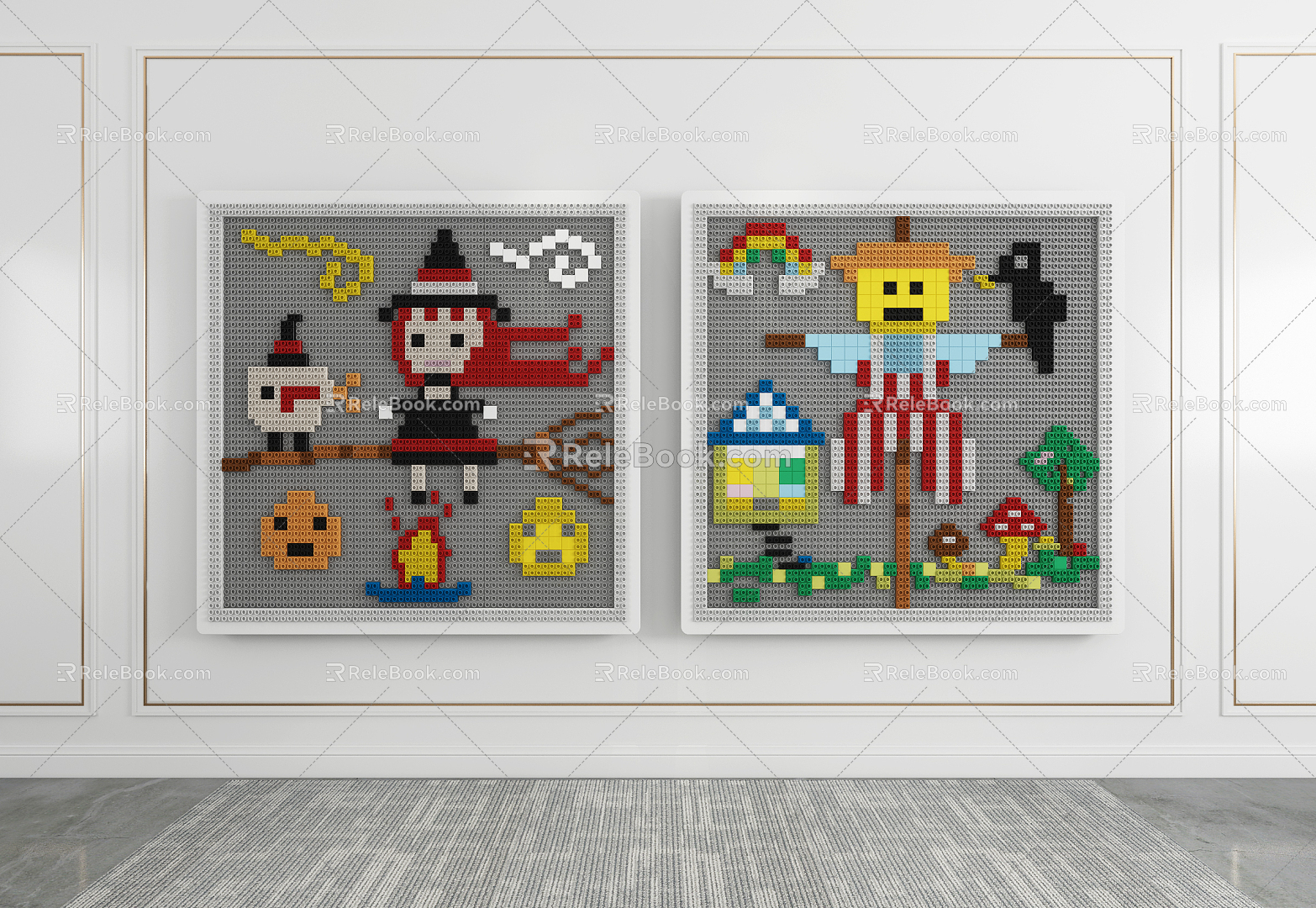 Modern toy children Lego wall 3d model