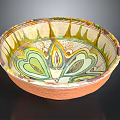 Sculpted Ceramic Bowl With Handcrafted Colorful Patterns And Decorative Traditional Design