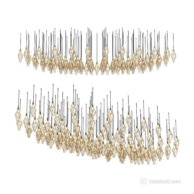 Elegant Luxury Crystal Chandelier With Hanging Crystal Pendants And Modern Decorative Design 3d model 