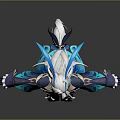 Elegant White Haired Fantasy Game Character In Blue Robe With Golden Details And Flowing Design