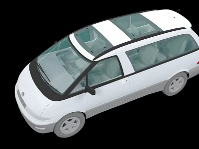 White Minivan with Sunroof and Spacious Interior Seats Top View Design 3d model
