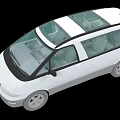 White Minivan with Sunroof and Spacious Interior Seats Top View Design 3d model
