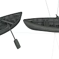 Two Vintage Wooden Boats Featuring Oars And Classic Wooden Design