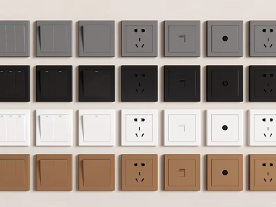 Various Colored Modern Switch Panels With Different Designs For Home Wall Use 3d model