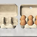 Open Egg Cartons Display Empty Container And Six Brown Fresh Eggs 3d model