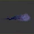 3D Game and Movie Characters in Vibrant Scene With Blue Pink Figures and Smoke Elements