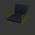 Single Sofa with Wooden Frame Gray Cushion and Rattan Accents for Living Room