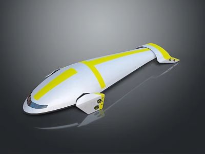 Streamlined White And Yellow Modern Vehicle With Sleek Surface And Futuristic Design 3d model